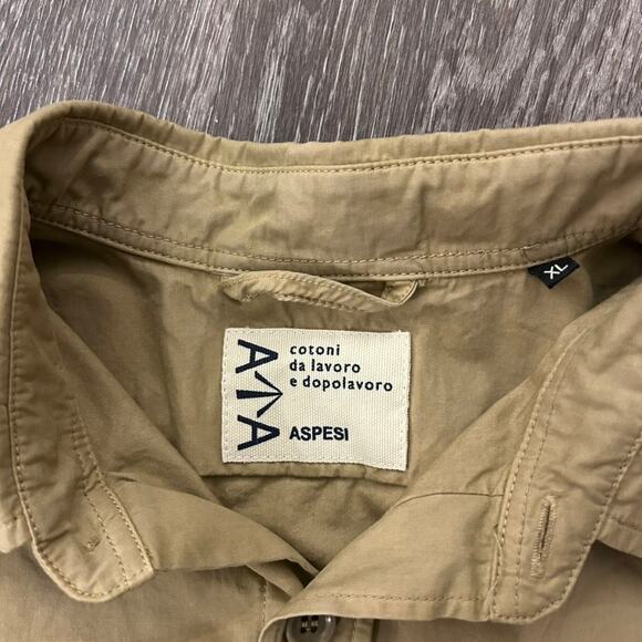 EUC Aspesi Sand Utility Shirt Jacket Sabbia Sz XL Cotton Workwear Overshirt Tan - Picture 9 of 16
